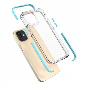 Spring Armor clear TPU gel rugged protective cover with colorful frame for iPhone 12 mini blue