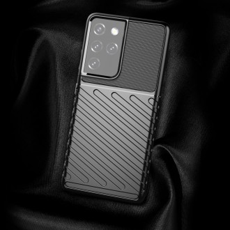 Thunder Case Flexible Tough Rugged Cover TPU Case for Samsung Galaxy S21 Ultra 5G blue