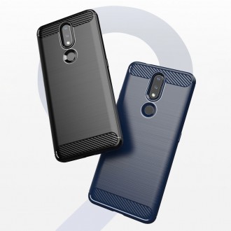 Carbon Case Flexible Cover TPU Case for Nokia 2.4 black