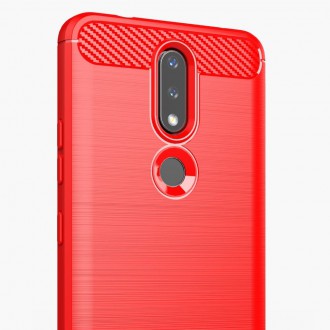 Carbon Case Flexible Cover TPU Case for Nokia 2.4 black