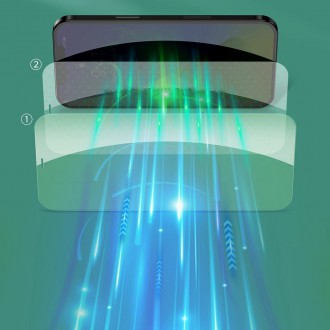 Baseus 2x zelené tvrzené sklo 0,3 mm s filtrem proti modrému světlu iPhone 12 Pro Max (SGAPIPH67N-LP02)