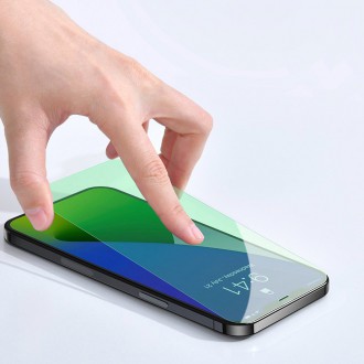 Baseus 2x zelené tvrzené sklo 0,3 mm s filtrem proti modrému světlu iPhone 12 Pro Max (SGAPIPH67N-LP02)