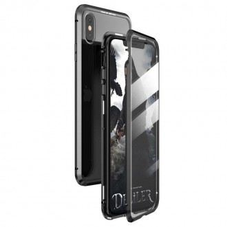 Wozinsky Full Magnetic Case Full Body Front and Back Cover with built-in glass for iPhone 12 Pro Max black-transparent