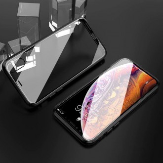 Wozinsky Full Magnetic Case Full Body Front and Back Cover with built-in glass for iPhone 12 Pro Max black-transparent