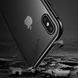 Wozinsky Full Magnetic Case Full Body Front and Back Cover with built-in glass for iPhone 12 Pro Max black-transparent
