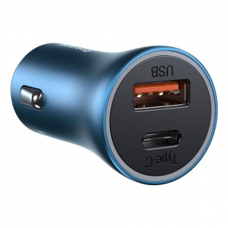 Rychlá nabíječka do auta Baseus Golden Contactor Pro USB Type C / USB 40 W Power Delivery 3.0 Quick Charge 4+ SCP FCP AFC modrá (CCJD-03)