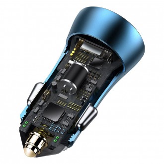 Rychlá nabíječka do auta Baseus Golden Contactor Pro USB Type C / USB 40 W Power Delivery 3.0 Quick Charge 4+ SCP FCP AFC modrá (CCJD-03)