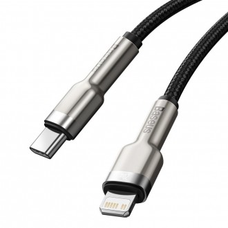 Baseus Cafule Kovový datový kabel USB Typ C - Lightning 20 W Napájení 1 m černý (CATLJK-A01)