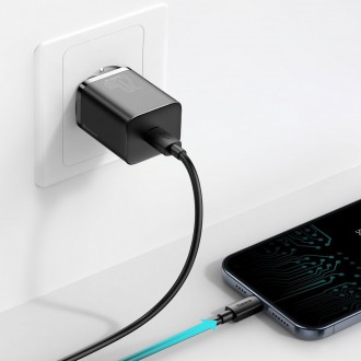 Rychlá nabíječka Baseus Super Si 1C USB Type C 20W Power Delivery + USB Type C - Lightning kabel 1m černý (TZCCSUP-B01)