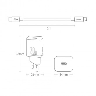 Rychlá nabíječka Baseus Super Si 1C USB Type C 20W Power Delivery + USB Type C - Lightning kabel 1m černý (TZCCSUP-B01)