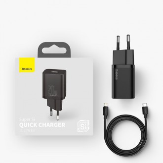 Rychlá nabíječka Baseus Super Si 1C USB Type C 20W Power Delivery + USB Type C - Lightning kabel 1m černý (TZCCSUP-B01)