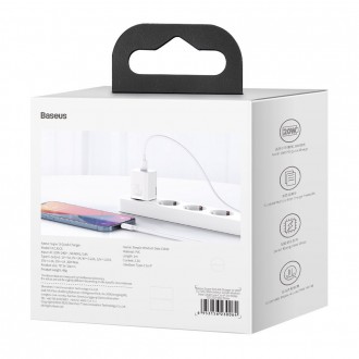 [RETURNED ITEM] Baseus Super Si 1C fast wall charger USB Type C 20 W Power Delivery + USB Type C - Lightning cable 1 m white (TZCCSUP-B02)