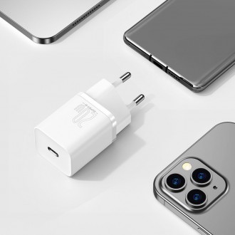 [RETURNED ITEM] Baseus Super Si 1C fast wall charger USB Type C 20 W Power Delivery + USB Type C - Lightning cable 1 m white (TZCCSUP-B02)