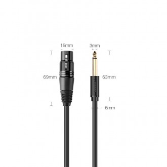 Ugreen audio cable Microphone cable to Mic XLR (female) - 6.35 mm jack (male) 5 m (AV131)