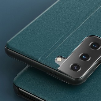 Eco Leather View Case elegant bookcase type case with kickstand for Samsung Galaxy S21+ 5G (S21 Plus 5G) blue