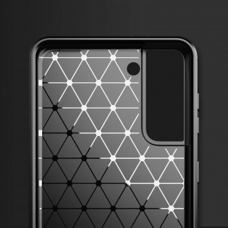 Carbon Case Flexible Cover TPU Case for Samsung Galaxy S21+ 5G (S21 Plus 5G) black