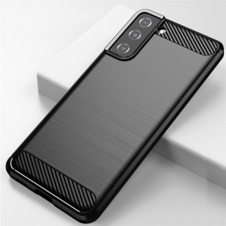 Carbon Case Flexible Cover TPU Case for Samsung Galaxy S21+ 5G (S21 Plus 5G) black