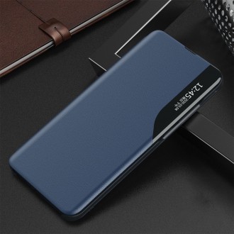 Eco Leather View Case elegant bookcase type case with kickstand for Samsung Galaxy A72 4G blue