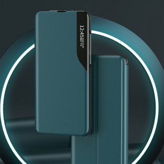 Eco Leather View Case elegant bookcase type case with kickstand for Samsung Galaxy A72 4G green