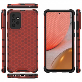 Honeycomb Case armor cover with TPU Bumper for Samsung Galaxy A72 4G red