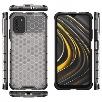 Honeycomb Case armor cover with TPU Bumper for Xiaomi Poco M3 transparent