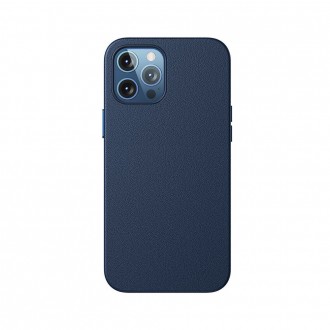 Baseus Magnetic Leather Case Soft PU leather Cover for iPhone 12 Pro Max blue (MagSafe compatible)