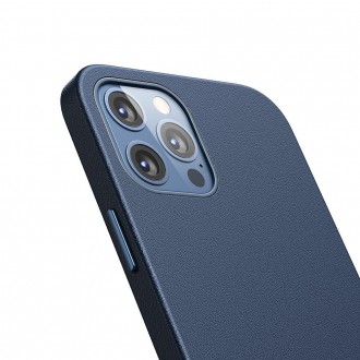 Baseus Magnetic Leather Case Soft PU leather Cover for iPhone 12 Pro Max blue (MagSafe compatible)