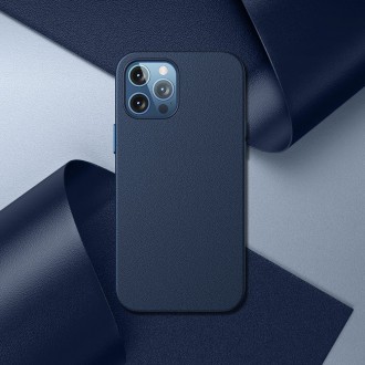 Baseus Magnetic Leather Case Soft PU leather Cover for iPhone 12 Pro Max blue (MagSafe compatible)