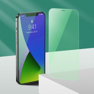 Baseus 2x zelené tvrzené sklo 0,15 mm s filtrem proti modrému světlu iPhone 12 Pro / iPhone 12 (SGAPIPH61P-LQ02)