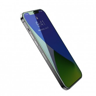 Baseus 2x zelené tvrzené sklo 0,15 mm s filtrem proti modrému světlu iPhone 12 Pro Max (SGAPIPH67N-LQ02)