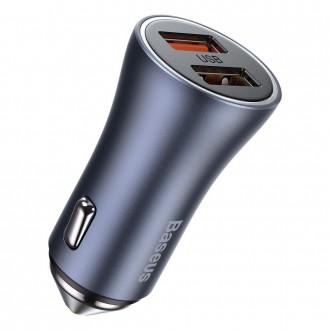 [RETURNED ITEM] Baseus Golden Contactor Pro quick car charger 2x USB 40 W Quick Charge SCP FCP AFC + USB - USB Type C cable gray (TZCCJD-A0G)