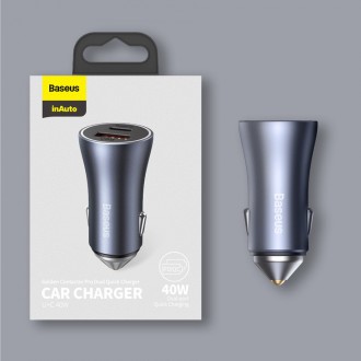 [RETURNED ITEM] Baseus Golden Contactor Pro quick car charger 2x USB 40 W Quick Charge SCP FCP AFC + USB - USB Type C cable gray (TZCCJD-A0G)