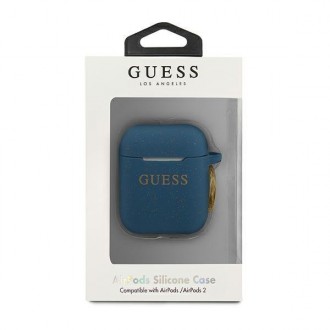Guess GUACCSILGLBL kryt AirPods modro/modrý silikonový třpytivý