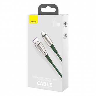Baseus Water Drop USB - USB Typ C cable 66 W (11 V / 6 A) Huawei SuperCharge SCP 2 m green (CATSD-N06)