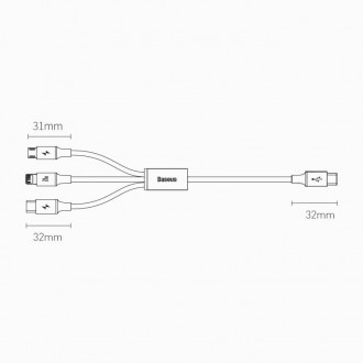 [RETURNED ITEM] Baseus Rapid 3in1 USB Typ C - USB Typ C / Lightning / micro USB cable 20 W 1,5 m green (CAMLT-SC06)