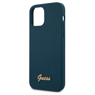 Guess GUHCP12LLSLMGBL iPhone 12 Pro Max 6,7&quot; modro/modré pevné pouzdro Metal Logo Script