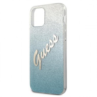 Guess GUHCP12LPCUGLSBL iPhone 12 Pro Max 6,7&quot; modro/modré pevné pouzdro Glitter Gradient Script