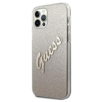 Guess GUHCP12LPCUGLSGO iPhone 12 Pro Max 6,7&quot; zlatý/zlatý pevný obal Glitter Gradient Script