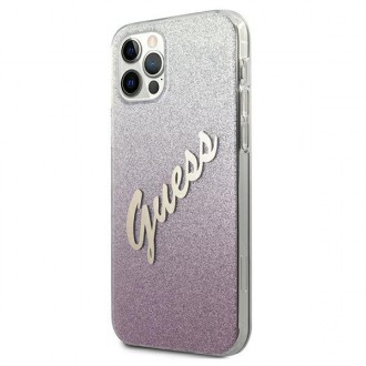 Guess GUHCP12LPCUGLSPI iPhone 12 Pro Max 6,7&quot; růžové/růžové pevné pouzdro Glitter Gradient Script