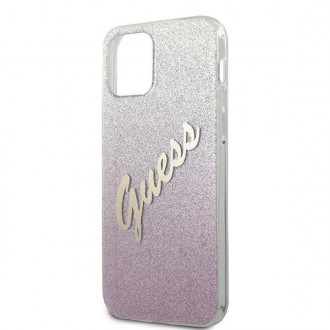 Guess GUHCP12LPCUGLSPI iPhone 12 Pro Max 6,7&quot; růžové/růžové pevné pouzdro Glitter Gradient Script