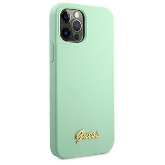Guess GUHCP12MLSLMGGN iPhone 12/12 Pro 6,1&quot; zelený/zelený pevný obal Metal Logo Script