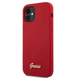 Guess GUHCP12SLSLMGRE iPhone 12 mini 5,4&quot; červený/červený pevný obal Metal Logo Script