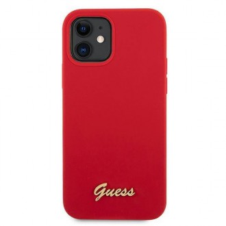 Guess GUHCP12SLSLMGRE iPhone 12 mini 5,4&quot; červený/červený pevný obal Metal Logo Script
