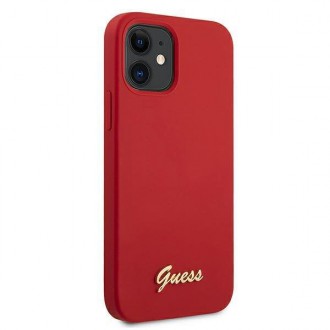 Guess GUHCP12SLSLMGRE iPhone 12 mini 5,4&quot; červený/červený pevný obal Metal Logo Script