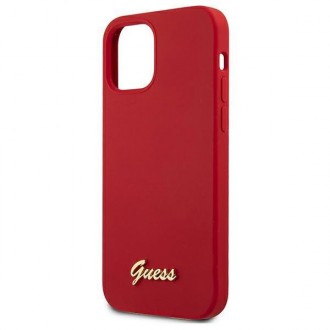 Guess GUHCP12SLSLMGRE iPhone 12 mini 5,4&quot; červený/červený pevný obal Metal Logo Script