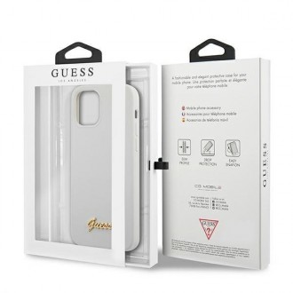 Guess GUHCP12SLSLMGWH iPhone 12 mini 5,4&quot; bílý/bílý pevný obal Metal Logo Script