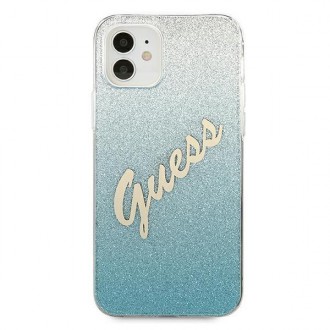 Guess GUHCP12SPCUGLSBL iPhone 12 mini 5,4&quot; modro/modré pevné pouzdro Glitter Gradient Script