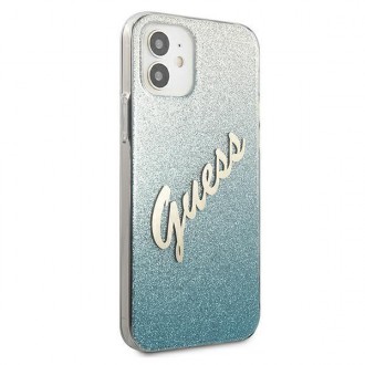 Guess GUHCP12SPCUGLSBL iPhone 12 mini 5,4&quot; modro/modré pevné pouzdro Glitter Gradient Script
