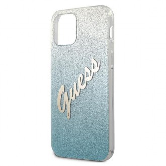 Guess GUHCP12SPCUGLSBL iPhone 12 mini 5,4&quot; modro/modré pevné pouzdro Glitter Gradient Script