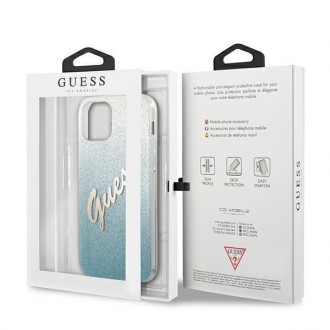 Guess GUHCP12SPCUGLSBL iPhone 12 mini 5,4&quot; modro/modré pevné pouzdro Glitter Gradient Script